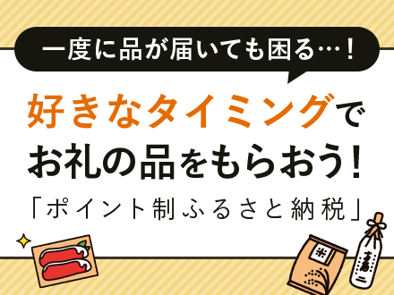 一度に品が届いても困る！好きなタイミングでお礼の品をもらおう！「ポイント制ふるさと納税」