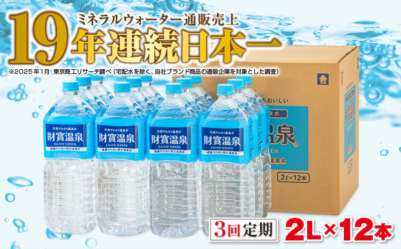 【3回定期】天然アルカリ温泉水 財寶温泉 2L×12本
